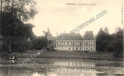 Carte postale ancienne Le Château et la Lys — Verchin (Pas-de-Calais)
