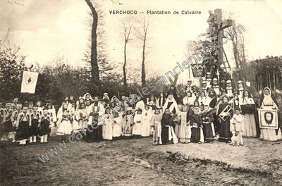 Carte postale ancienne Plantation de Calvaire — Verchocq (Pas-de-Calais)