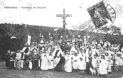 Carte postale ancienne Plantation de Calvaire — Verchocq (Pas-de-Calais)