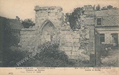 Carte postale ancienne Château en Ruines — Villers-au-Bois (Pas-de-Calais)