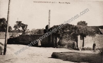 Carte postale ancienne Rue de l'Eglise — Wicquinghem (Pas-de-Calais)