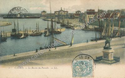 Carte postale ancienne Le Bassin du Paradis — Calais (Pas-de-Calais)