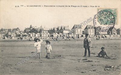 Carte postale ancienne Panorama complet de la Plage en 5 vues — Vue N° 4 — Wimereux (Pas-de-Calais)