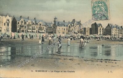 Carte postale ancienne La Plage et les Chalets — Wimereux (Pas-de-Calais)