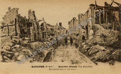 Carte postale ancienne Quartier détruit — Bapaume (Pas-de-Calais)