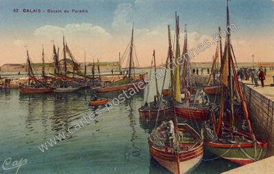 Carte postale ancienne Bassin du Paradis — Calais (Pas-de-Calais)
