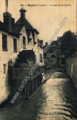Carte postale ancienne Un coin de la Canche — Hesdin (Pas-de-Calais)