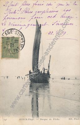 Carte postale ancienne Barque de Pêche — Berck (Pas-de-Calais)