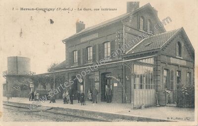 Carte postale ancienne La Gare, vue intérieure — Hersin-Coupigny (Pas-de-Calais)