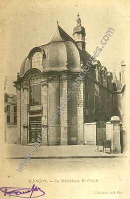 Carte postale ancienne La Bibliothèque Municipale — Alençon (Orne)