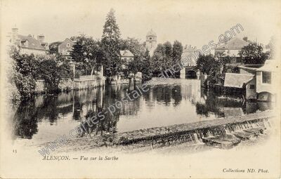 Carte postale ancienne Vue sur la Sarthe — Alençon (Orne)