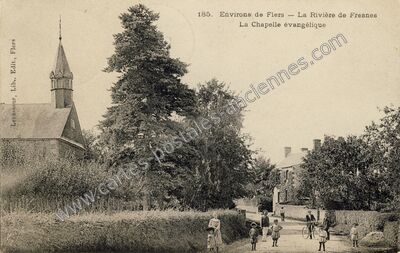 Carte postale ancienne La Rivière de Fresnes - La Chapelle évangélique — Flers (Orne)