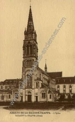 Carte postale ancienne Abbaye de la Grande-Trappe - L'église — Soligny-la-Trappe (Orne)