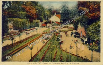 Carte postale ancienne Le Jardin Public - La Roseraie — Alençon (Orne)