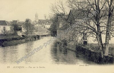 Carte postale ancienne Vue sur la Sarthe — Alençon (Orne)