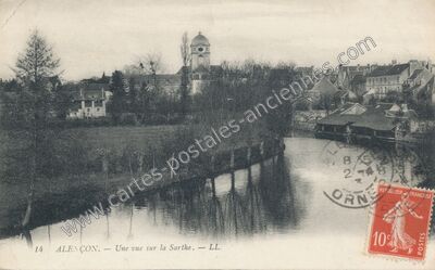Carte postale ancienne Une vue sur la Sarthe — Alençon (Orne)