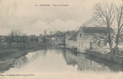 Carte postale ancienne Vue sur la Sarthe — Alençon (Orne)