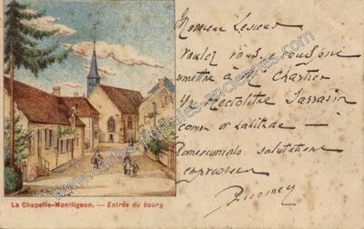 Carte postale ancienne Entrée du bourg — La Chapelle-Montligeon (Orne)