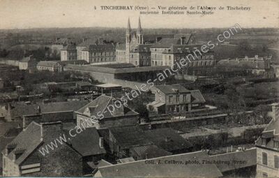 Carte postale ancienne Vue générale de l'Abbaye ancienne Institution Sainte-Marie — Tinchebray (Orne)
