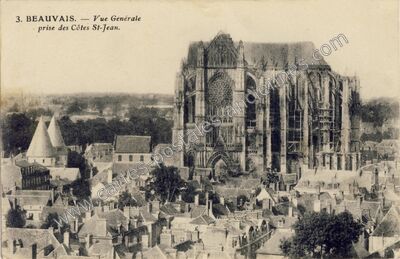 Carte postale ancienne Vue Générale prise des Côtes St-Jean — Beauvais (Oise)
