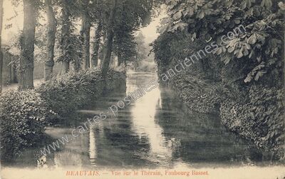 Carte postale ancienne Vue sur le Thérain, Faubourg Basset — Beauvais (Oise)