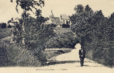 Carte postale ancienne L'Eglise — Bonvillers (Oise)