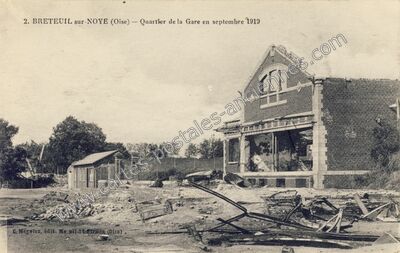 Carte postale ancienne Quartier de la Gare en septembre 1919 — Breteuil (Oise)
