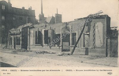 Carte postale ancienne Maisons bombardées par les Allemands — Creil (Oise)