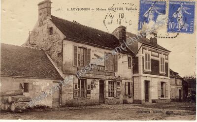 Carte postale ancienne Maison GRUTUS, Epicerie — Lévignen (Oise)