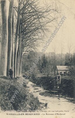 Carte postale ancienne Le Ruisseau d'Herboval — Marseille-en-Beauvaisis (Oise)