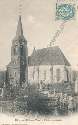 Carte postale ancienne L'église paroissiale — Milly-sur-Thérain (Oise)