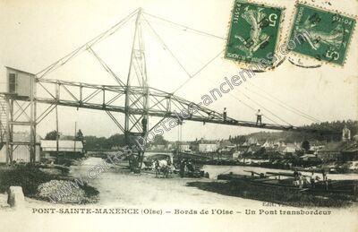 Carte postale ancienne Bords de l'Oise — Un Pont transbordeur — Pont-Sainte-Maxence (Oise)