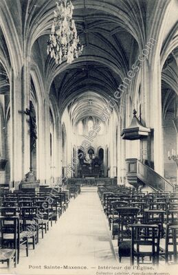 Carte postale ancienne Intérieur de l'Église — Pont-Sainte-Maxence (Oise)