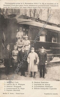 Carte postale ancienne Photographie prise le 11 Novembre 1918 à 7 h — Rethondes (Oise)