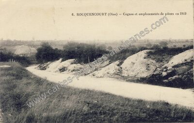 Carte postale ancienne Cagnas et emplacements de pièces en 1919 — Rocquencourt (Oise)