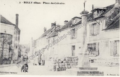 Carte postale ancienne Place du Calvaire — Rully (Oise)