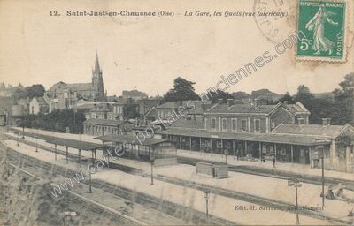 Carte postale ancienne La Gare, les Quais (vue intérieure) — Saint-Just-en-Chaussée (Oise)