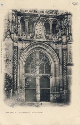 Carte postale ancienne La Cathédrale. - Portail latéral — Senlis (Oise)