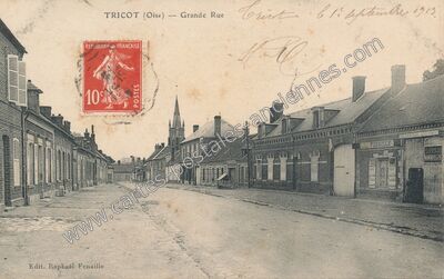 Carte postale ancienne Grande Rue — Tricot (Oise)