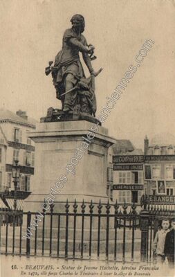 Carte postale ancienne Statue de Jeanne Hacbette, héroïne Française — Beauvais (Oise)