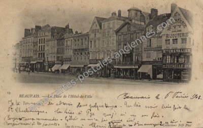 Carte postale ancienne La Place de l'Hôtel-de-Ville — Beauvais (Oise)