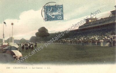 Carte postale ancienne Les Courses — Chantilly (Oise)