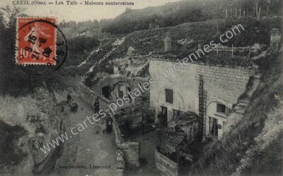 Carte postale ancienne Les Tufs - Maisons souterraines — Creil (Oise)
