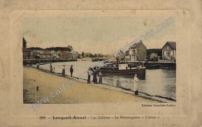 Carte postale ancienne Les Écluses - Le Remorqueur « Union — Longueil-Annel (Oise)