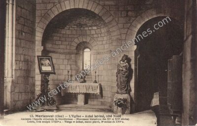 Carte postale ancienne L'Eglise — Autel latéral, côté Nord Ancienne Chapelle abbatiale de Bénédictines — Morienval (Oise)