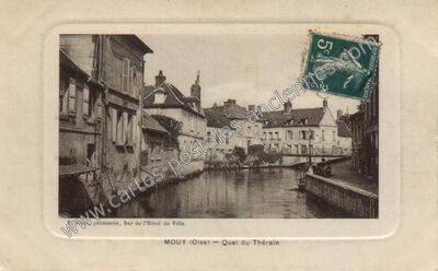Carte postale ancienne Quai du Thérain — Mouy (Oise)