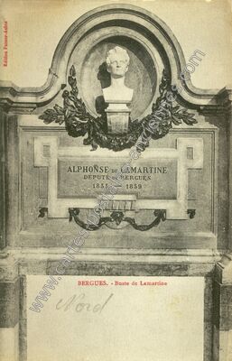 Carte postale ancienne Buste de Lamartine — Bergues (Nord)