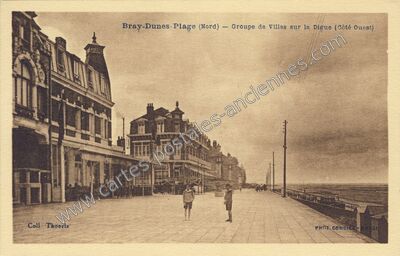 Carte postale ancienne Groupe de Villas sur la Digue (Côté Ouest) — Bray-Dunes (Nord)