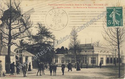 Carte postale ancienne Le Moulin et le Restaurant Duval — Roubaix (Nord)