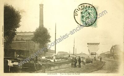 Carte postale ancienne Vue du Quai du Sartel — Roubaix (Nord)